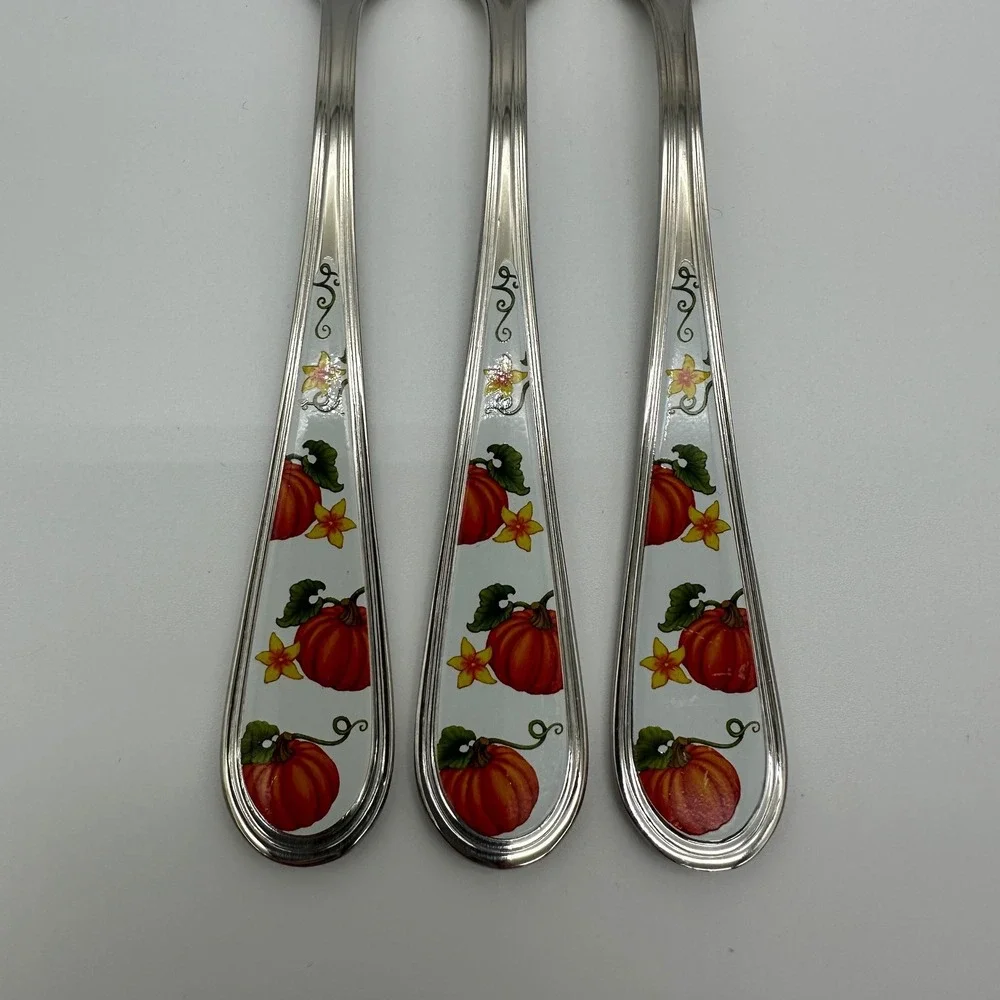 Temp-tations 18/10 Stainless Steel Pumpkin Fall Harvest Dinner Fork Set of 3